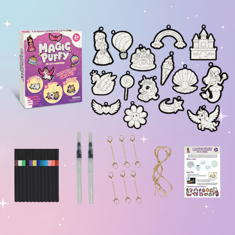 Magic Puff Paint – Kreativ & interaktiv – Bastelset mit magischer Schaumtextur Prinzessin | Pädagogisches Holzspielzeug von Mein Kleines Baby