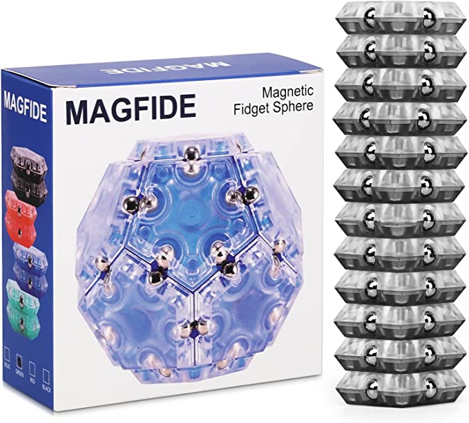 Magnet Toys™ - Das perfekte Zappelspielzeug - Magnetische Bausteine Grau | Pädagogisches Holzspielzeug von Mein Kleines Baby