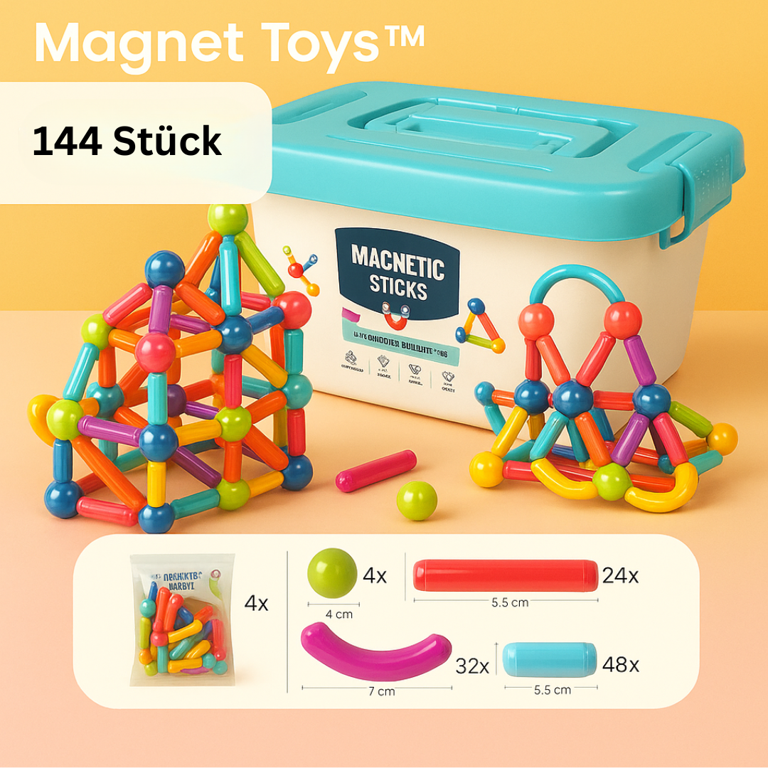 Magnet Toys™ - Kreativität entwickeln - Magnetische Stäbe 108 Stück - 69.95 € + GRATIS 36 Stück - fast ausverkauft | Pädagogisches Holzspielzeug von Mein Kleines Baby