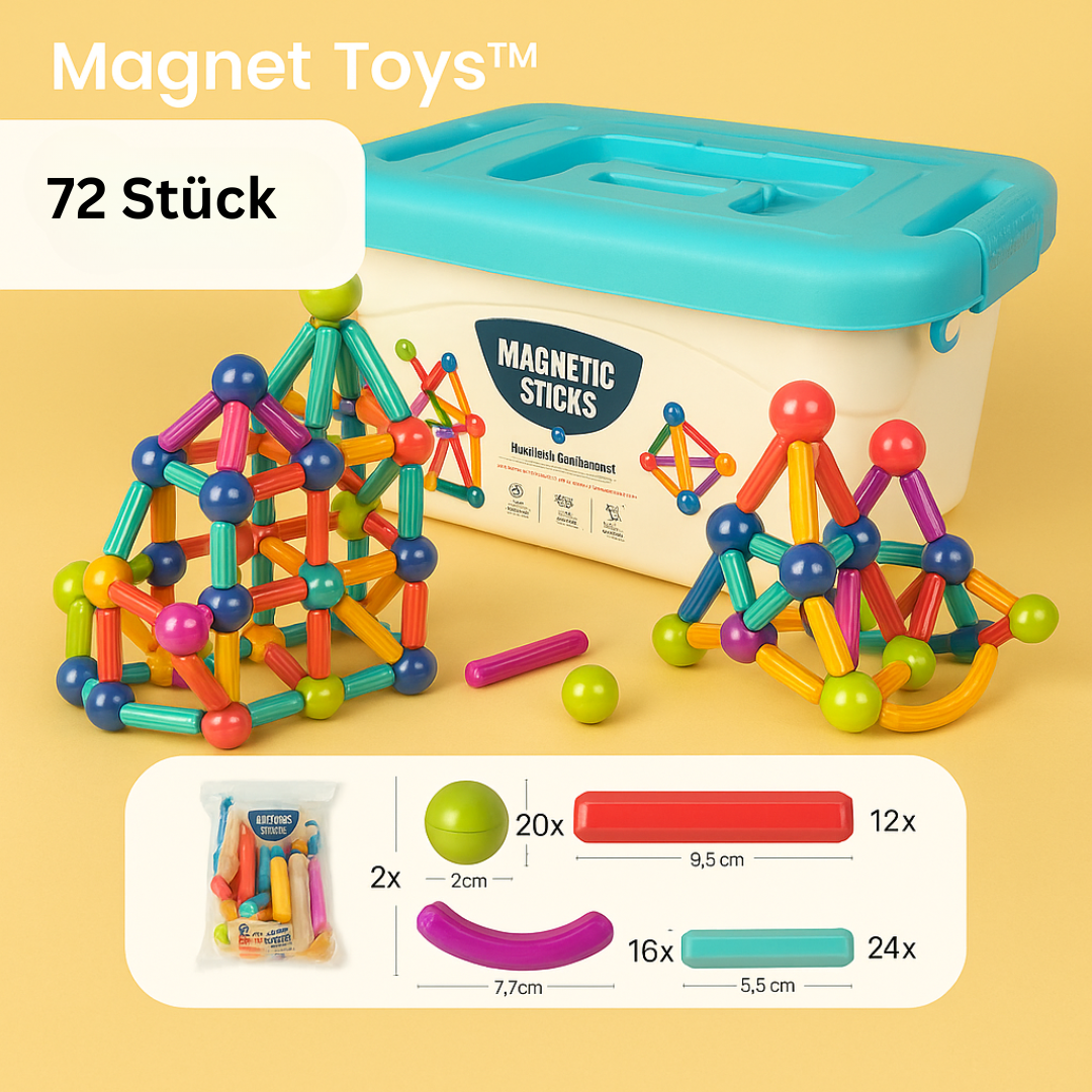 Magnet Toys™ - Kreativität entwickeln - Magnetische Stäbe 36 Stück - 49.95 € + GRATIS 36 Stück | Pädagogisches Holzspielzeug von Mein Kleines Baby
