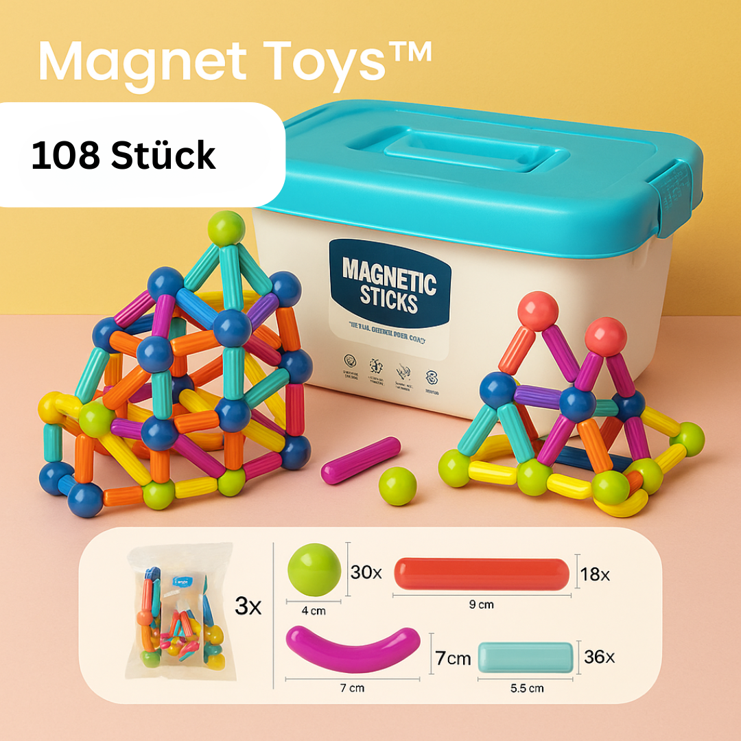Magnet Toys™ - Kreativität entwickeln - Magnetische Stäbe 72 Stück - 64.95 € + GRATIS 36 Stück | Pädagogisches Holzspielzeug von Mein Kleines Baby