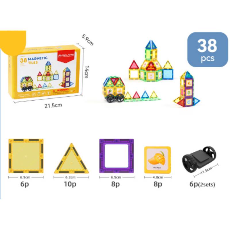 Magnet Toys™ - Udvikl kreativitet - Magnetiske byggeplader 38 stykker | Pädagogisches Holzspielzeug von Mein Kleines Baby