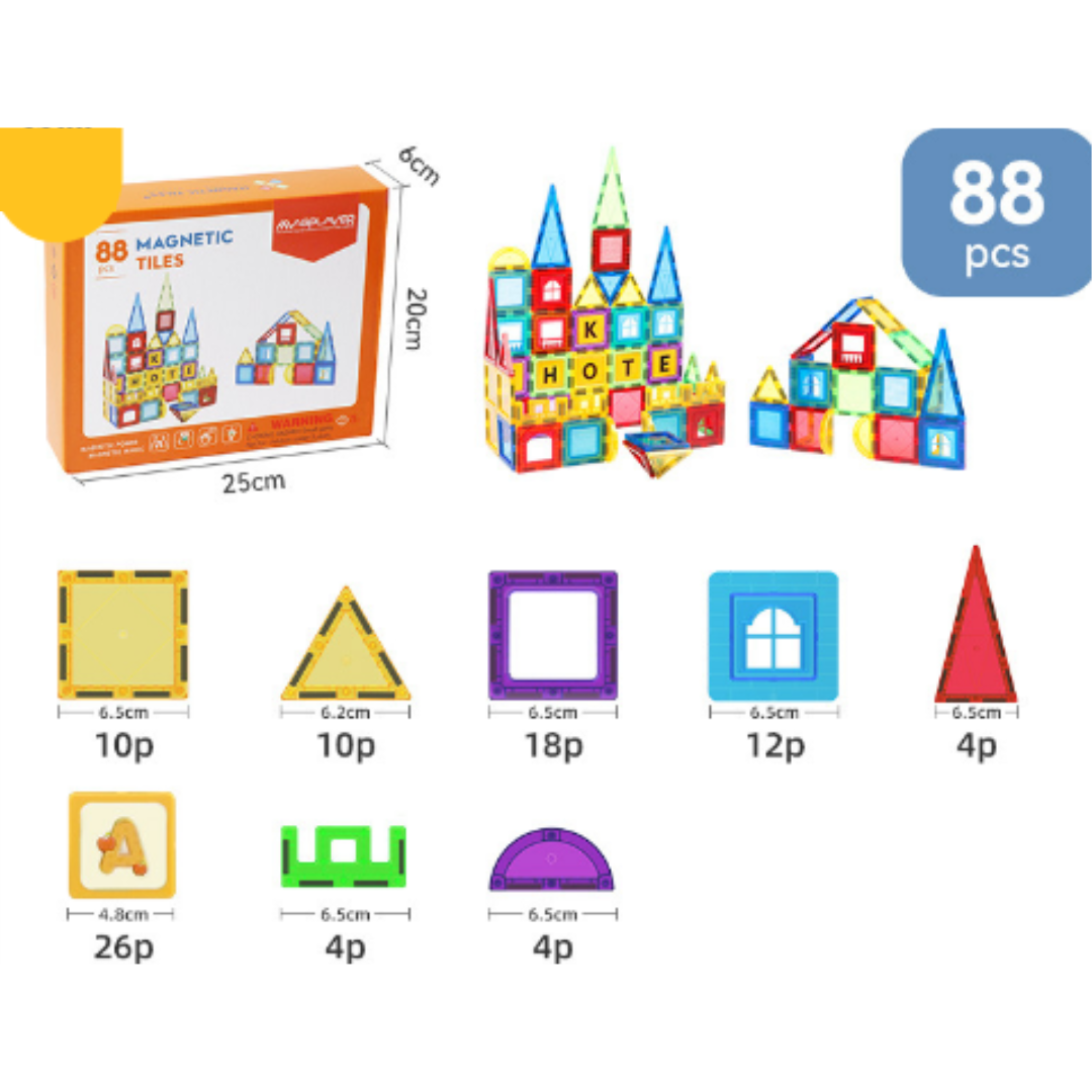 Magnet Toys™ - Udvikl kreativitet - Magnetiske byggeplader 88 stykker | Pädagogisches Holzspielzeug von Mein Kleines Baby