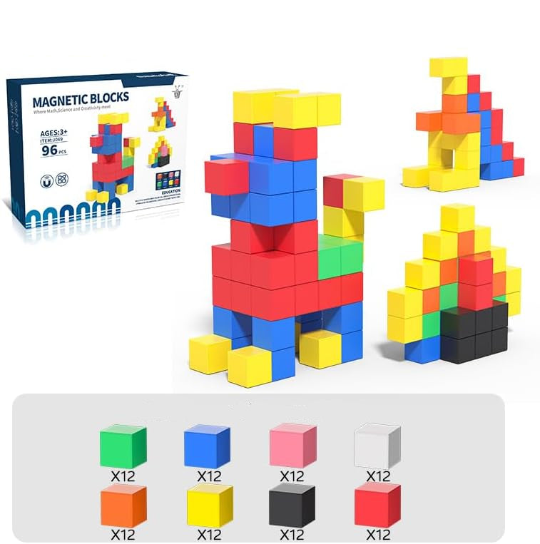 Magnet Toys– Lernen&Bauen - Magnetische Bauklötze 96 Blöcke | Pädagogisches Holzspielzeug Magnet Toys– Lernen&Bauen - Magnetische Bauklötze 96 Blöcke | Pädagogisches Holzspielzeug von Mein Kleines Baby