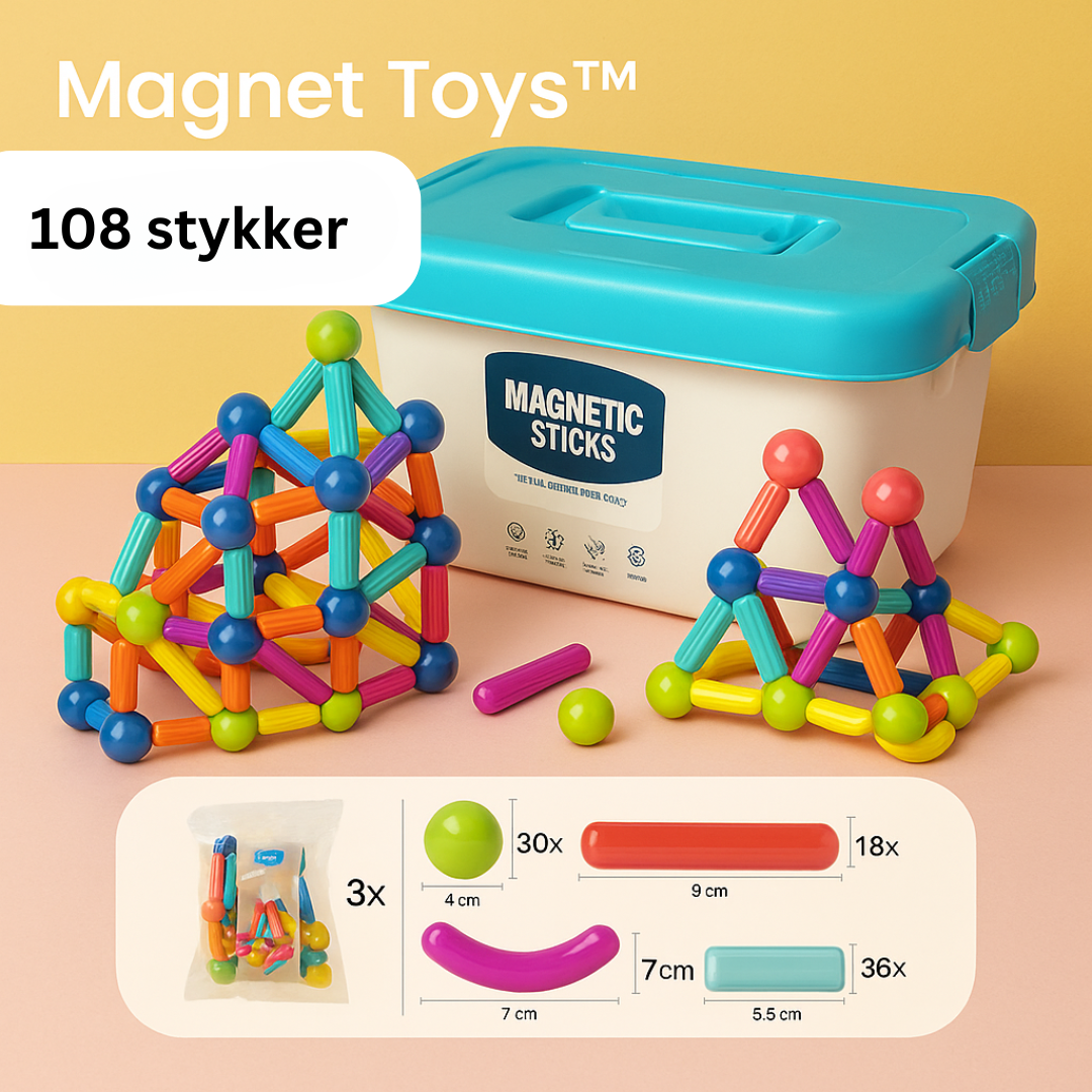 Magnet toys™ - Udvikling af kreativitet - Magnetiske pinde 108 stykker | Pädagogisches Holzspielzeug von Mein Kleines Baby