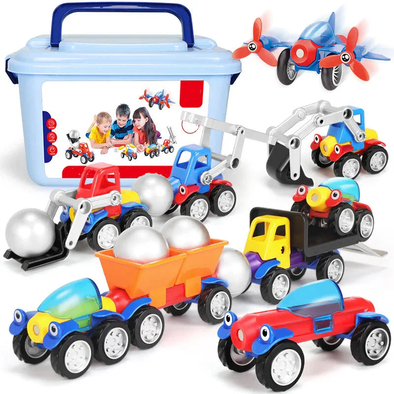 Magnetic Cars™ – Magnetischer Bauspaß - Magnetische Fahrzeuge Spielzeugset 36 Eiheiten | Pädagogisches Holzspielzeug von Mein Kleines Baby