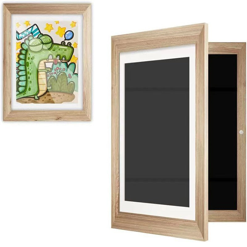Magnetic Frame™ - Zeigen Sie Ihre Kreationen - Bilderrahmen A4 / Braunes Holz | Pädagogisches Holzspielzeug von Mein Kleines Baby