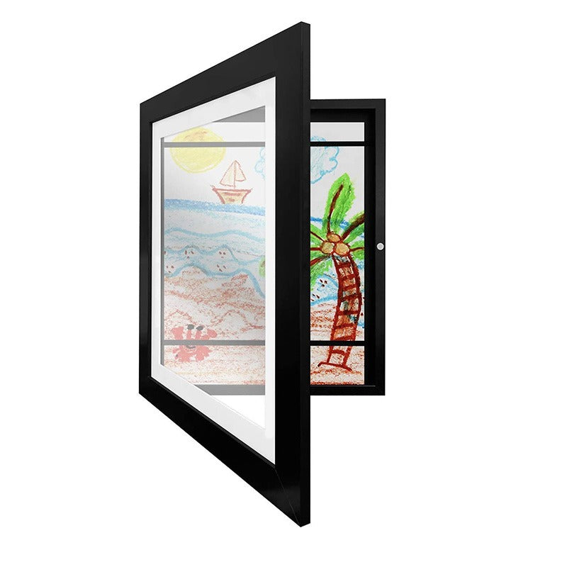 Magnetic Frame™ - Zeigen Sie Ihre Kreationen - Bilderrahmen A4 / Schwarzes Holz | Pädagogisches Holzspielzeug von Mein Kleines Baby