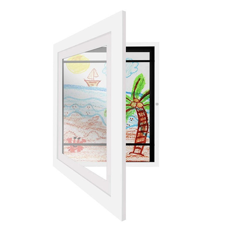Magnetic Frame™ - Zeigen Sie Ihre Kreationen - Bilderrahmen A4 / Weißes Holz | Pädagogisches Holzspielzeug von Mein Kleines Baby