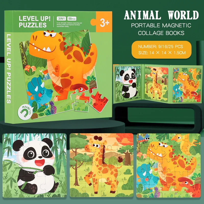 Magnetic Puzzle Book™ – Tierfreunde Spaß – Magnetisches Rätselbuch Tiere | Pädagogisches Holzspielzeug von Mein Kleines Baby