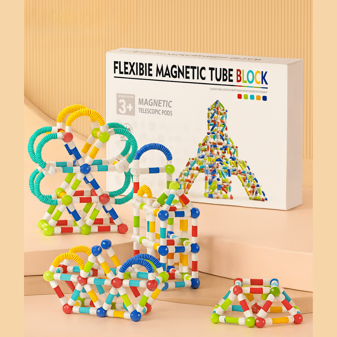 Magnetic Sticks - Endlos bauen– flexible Magnetstäbe 100 Einheiten | Pädagogisches Holzspielzeug von Mein Kleines Baby