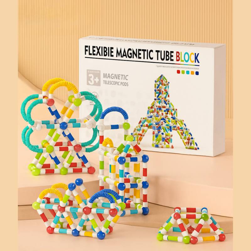 Magnetic Sticks - Endlos bauen– flexible Magnetstäbe 100 Einheiten | Pädagogisches Holzspielzeug von Mein Kleines Baby