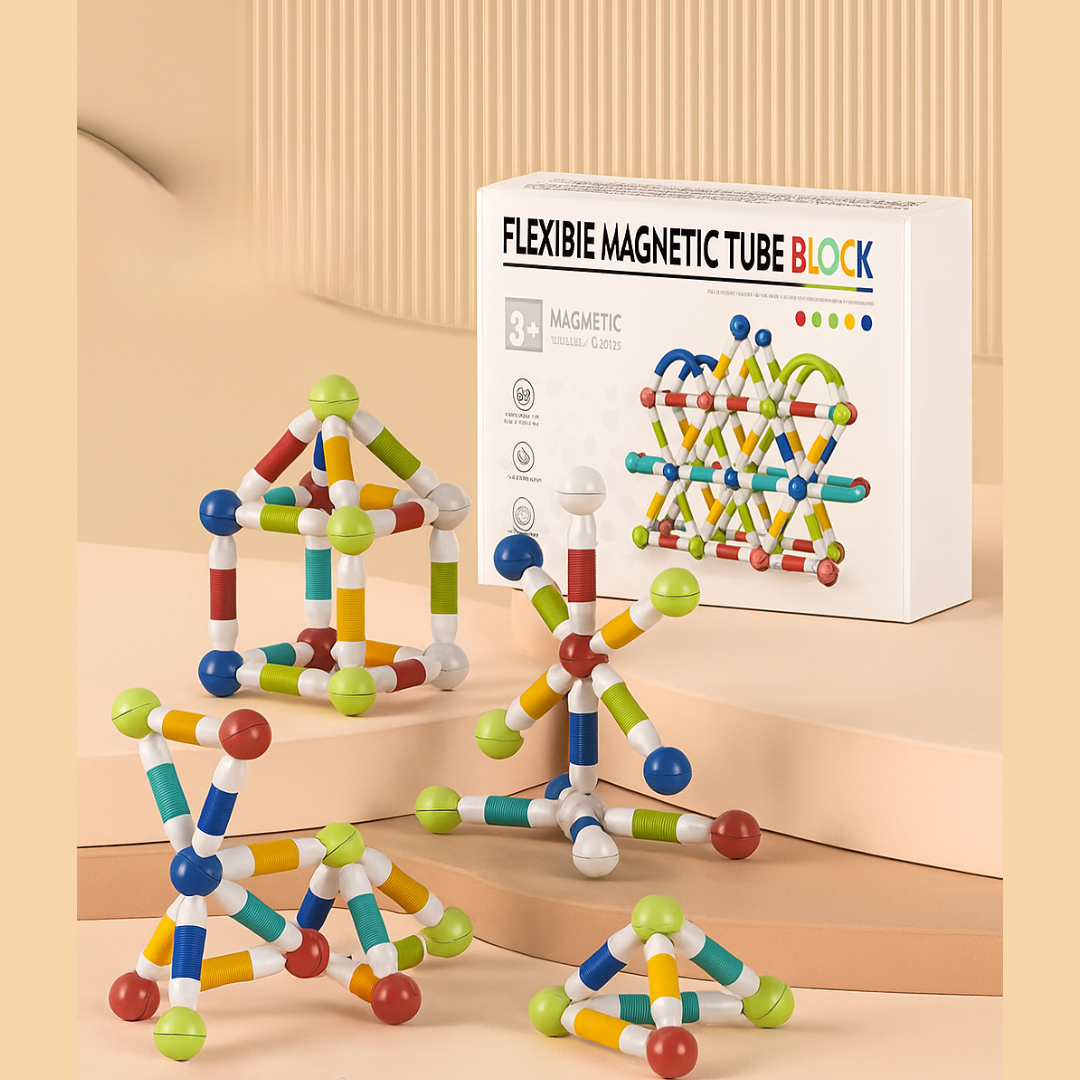 Magnetic Sticks - Endlos bauen– flexible Magnetstäbe 28 Einheiten | Pädagogisches Holzspielzeug von Mein Kleines Baby