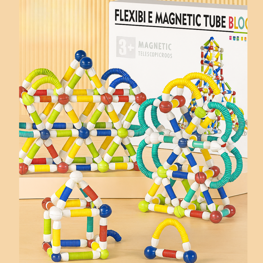 Magnetic Sticks - Endlos bauen– flexible Magnetstäbe 84 Einheiten | Pädagogisches Holzspielzeug von Mein Kleines Baby
