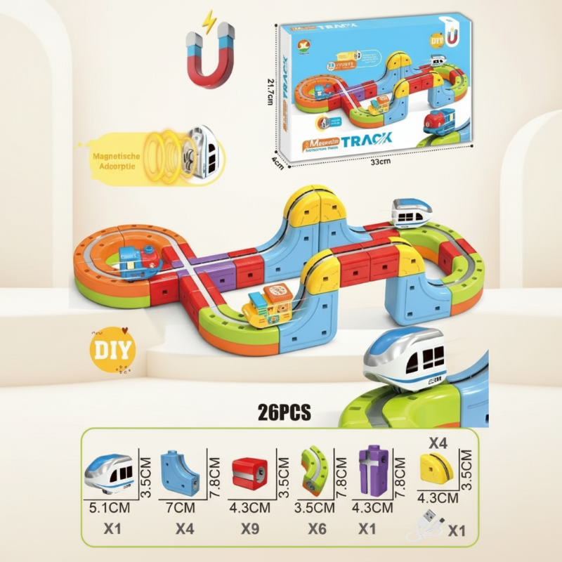 MagniTrack– Kreativ&Elektrisch– Anti-Schwerkraft-Elektrozug 26 Stück | Pädagogisches Holzspielzeug von Mein Kleines Baby