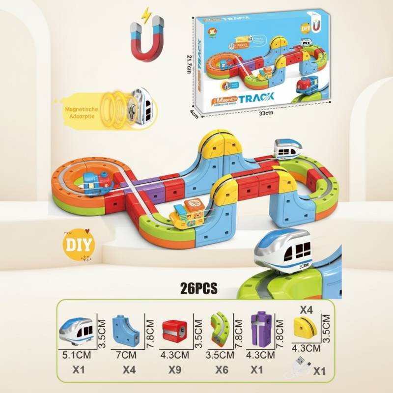 MagniTrack– Kreativ&Elektrisch– Anti-Schwerkraft-Elektrozug 26 Stück | Pädagogisches Holzspielzeug von Mein Kleines Baby