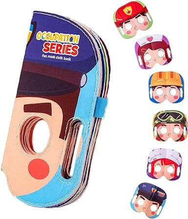 Mask Book™ – Baby lernt erste Eindrücke - Stoffmaskenbuch Beruf | Pädagogisches Holzspielzeug von Mein Kleines Baby