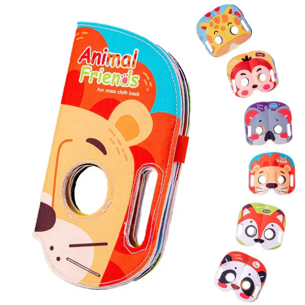 Mask Book™ – Baby lernt erste Eindrücke - Stoffmaskenbuch Tiere | Pädagogisches Holzspielzeug von Mein Kleines Baby