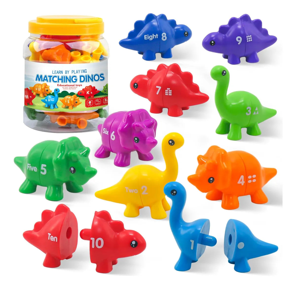 Matching Dino's– Lustig und lehrreich - Alphabet und Zahlen Dino Spiel Nummers: 10 stuks | Pädagogisches Holzspielzeug Matching Dino's– Lustig und lehrreich - Alphabet und Zahlen Dino Spiel Nummers: 10 stuks | Pädagogisches Holzspielzeug von Mein Kleines Baby