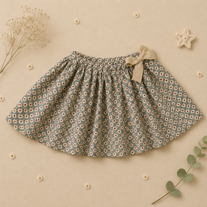 Matching Set – Behagelig & med tusindfryd-mønster – bloomers, nederdel og bluse Nederdel / 80 (12–18 måneder) | Pädagogisches Holzspielzeug von Mein Kleines Baby