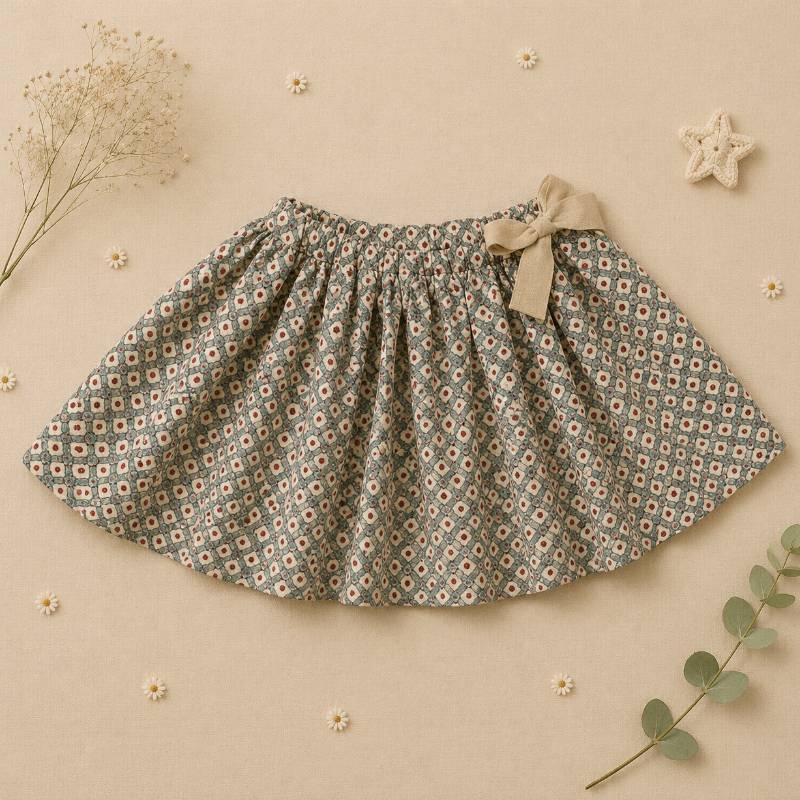 Matching Set – Behagelig & med tusindfryd-mønster – bloomers, nederdel og bluse Nederdel / 80 (12–18 måneder) | Pädagogisches Holzspielzeug von Mein Kleines Baby