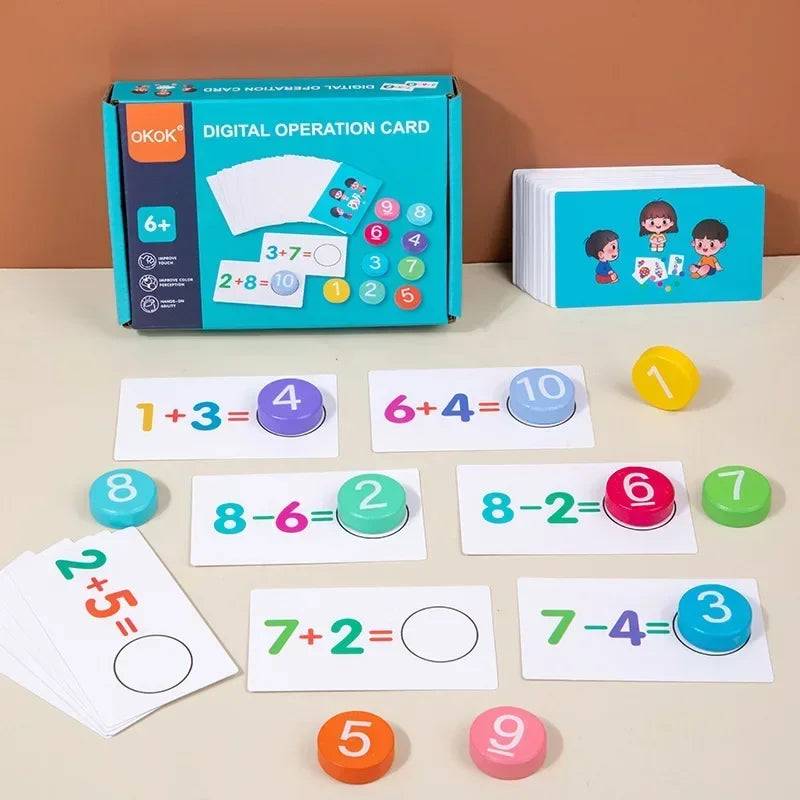 Math Tokens™ - Zählen&Lösen - Arithmetische Karten | Pädagogisches Holzspielzeug von Mein Kleines Baby