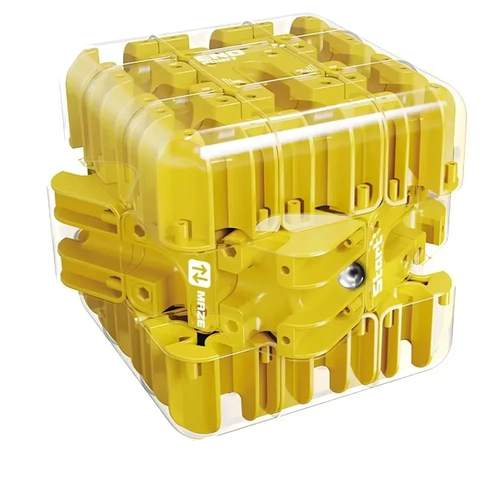 Maze Cube™ – Weniger Stress, mehr Konzentration – Würfel-Puzzle-Spielzeug Gelb | Pädagogisches Holzspielzeug von Mein Kleines Baby