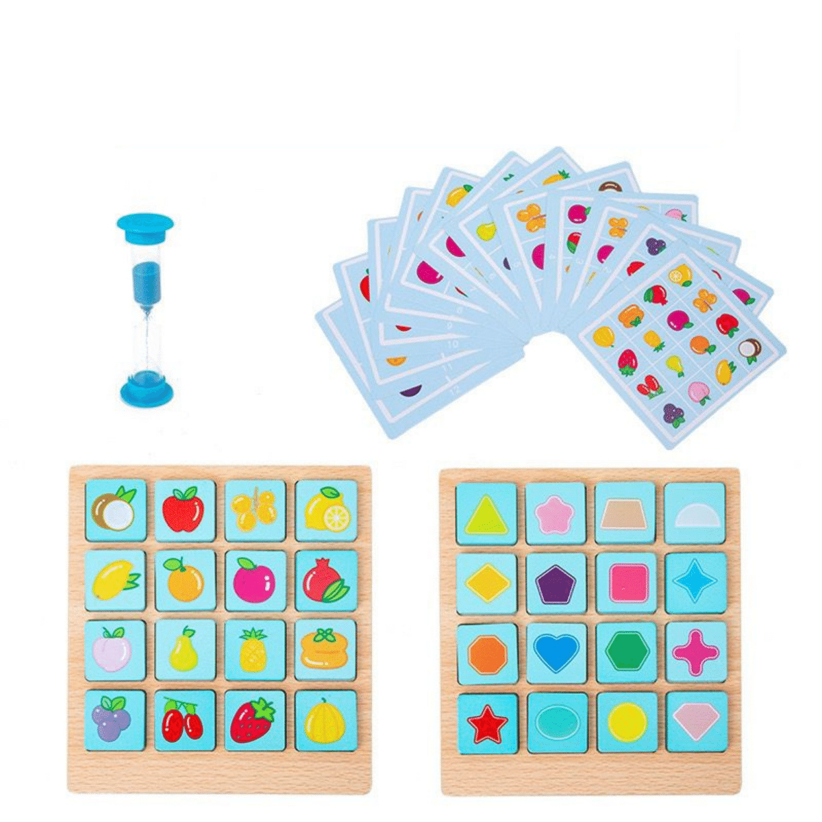 Memory Card Game™ | Braintrainer für die Kleinen - Puzzlespiel Obst&Formen | Pädagogisches Holzspielzeug von Mein Kleines Baby