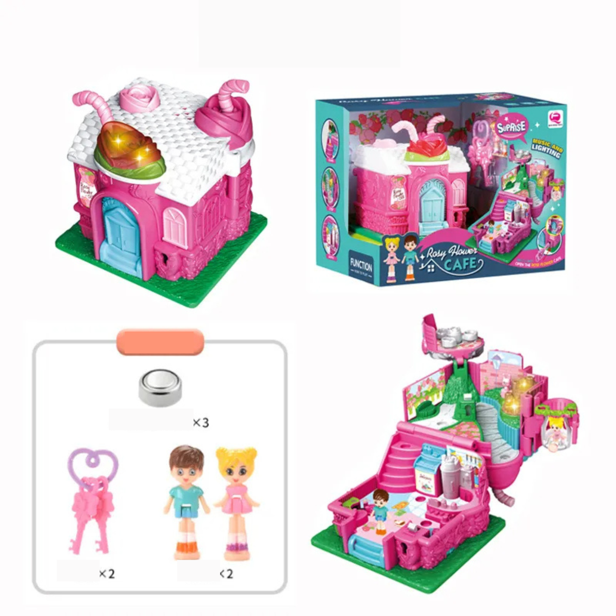 Mini Doll House™ - kleines Haus, große Abenteuer - Puppenhaus Rosenblüten-Café | Pädagogisches Holzspielzeug von Mein Kleines Baby
