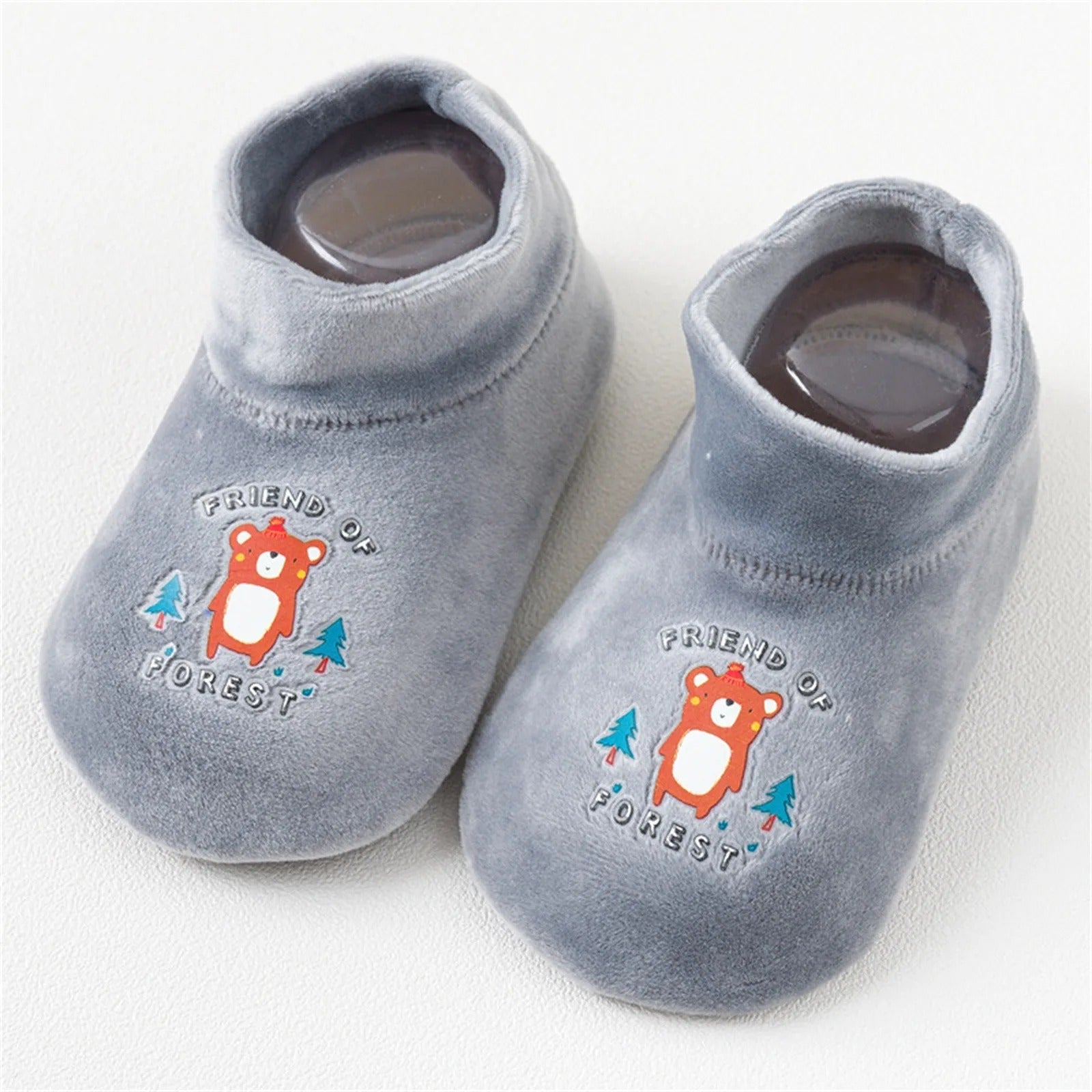 Mini Fashion™ - Anti-Rutsch Design - Kinder Socken Schuhe Grau / M (18-24 Monate) | Pädagogisches Holzspielzeug von Mein Kleines Baby