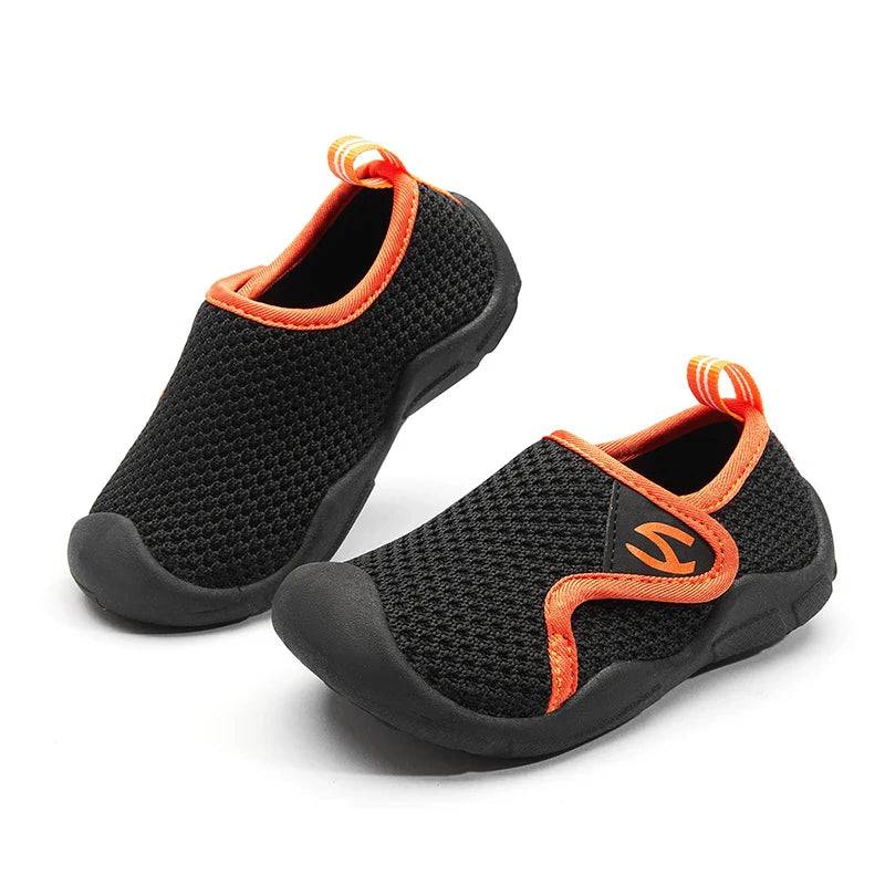 Mini Fashion™ - Atmungsaktiv&Flexibel - Kinderschuhe Schwarz Orange / 20 (6-9 Monate) | Pädagogisches Holzspielzeug von Mein Kleines Baby
