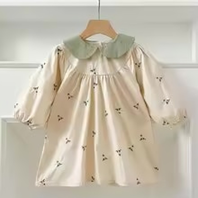 Mini Fashion™ - Bequem&Stylisch - Frühling Strampelkleider Kinder Jurk - Beigefarbenes Patronat / 62 (2-4 Monate) | Pädagogisches Holzspielzeug von Mein Kleines Baby
