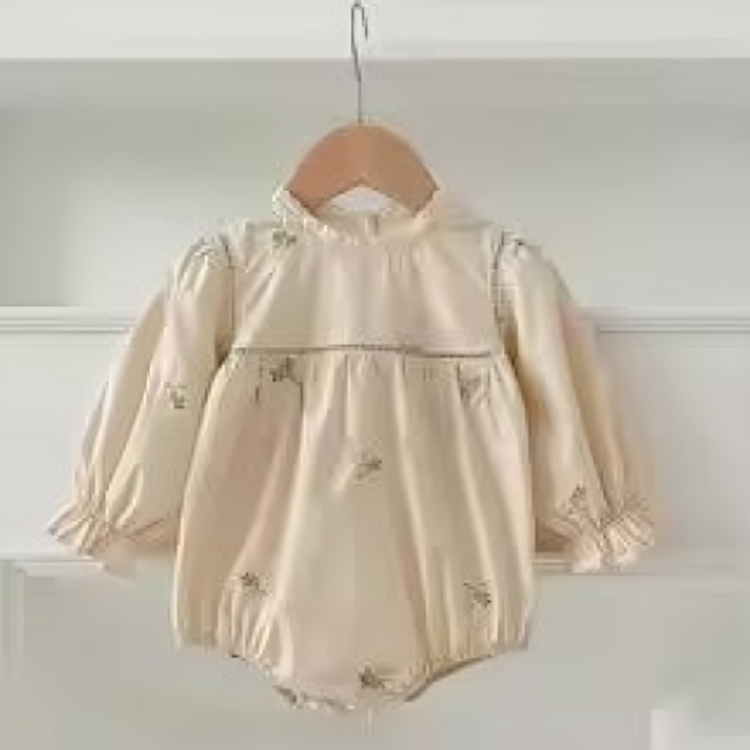 Mini Fashion™ - Bequem&Stylisch - Frühling Strampelkleider Kinder Strampler - Beige gemustert / 62 (2-4 Monate) | Pädagogisches Holzspielzeug von Mein Kleines Baby