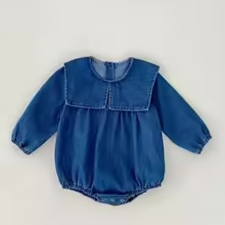 Mini Fashion™ - Bequem&Stylisch - Frühling Strampelkleider Kinder Strampler - Dunkelblaue Jeans / 62 (2-4 Monate) | Pädagogisches Holzspielzeug von Mein Kleines Baby