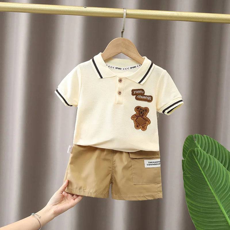 Mini Fashion™ - Bequem und weich - Sommerset für Jungen Beige / 80 | Pädagogisches Holzspielzeug von Mein Kleines Baby