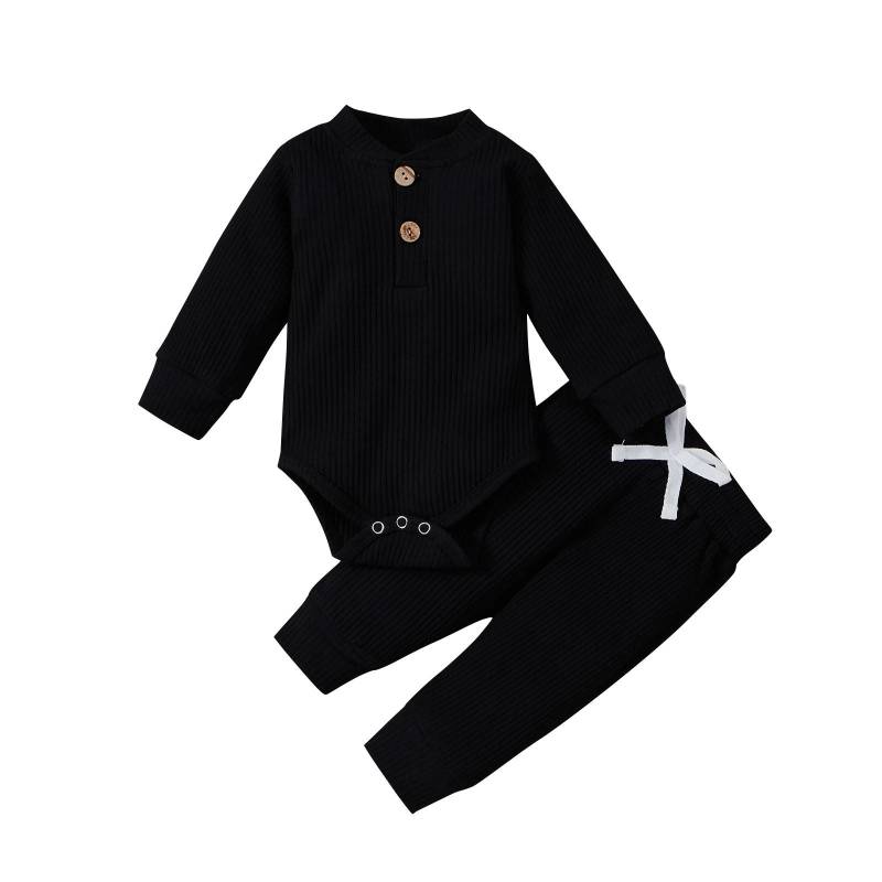 Mini Fashion™ – Bequemes Babykleid-Set Schwarz / 60 (0-3 Monate) | Pädagogisches Holzspielzeug von Mein Kleines Baby
