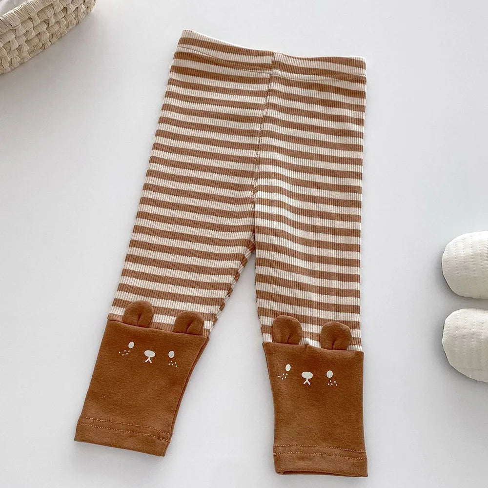 Mini Fashion™ - Bløde mod huden - Leggings til børn Brun - striber / 90 (2 år) | Pädagogisches Holzspielzeug von Mein Kleines Baby