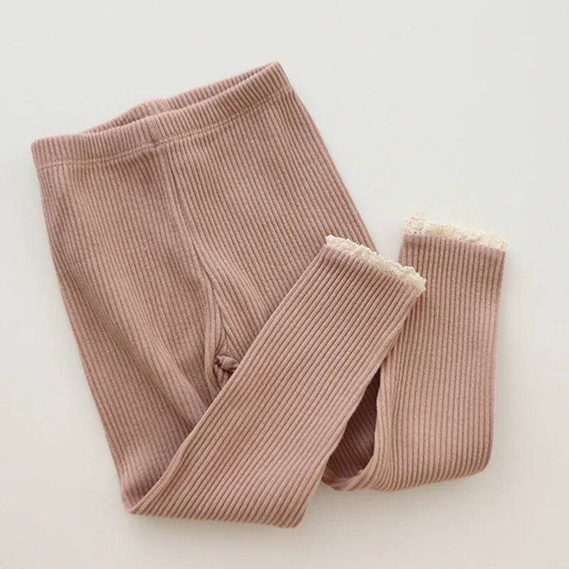 Mini Fashion™ - Bløde og behagelige - Leggings i ribbet stof Lyserød / 120 (4-5 År) | Pädagogisches Holzspielzeug von Mein Kleines Baby