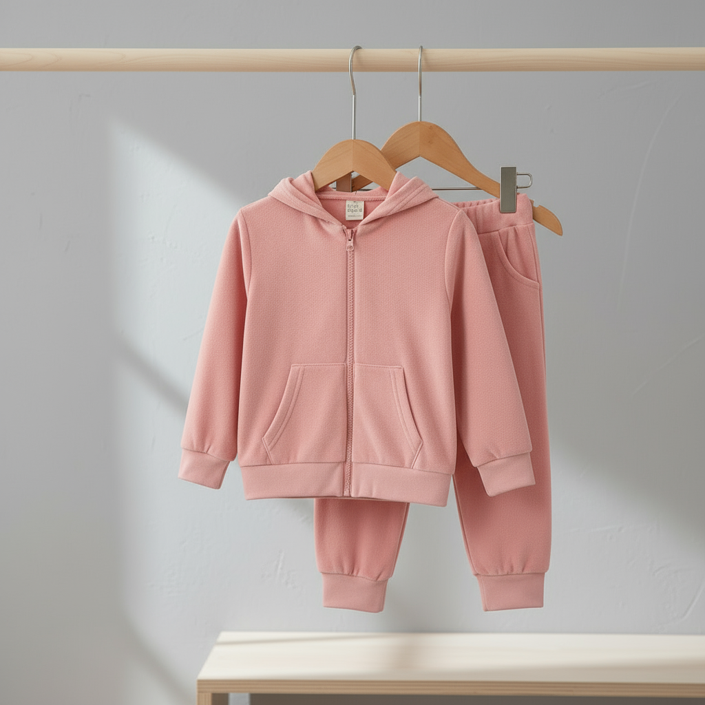 Mini Fashion™ – Blødt og varmt – Joggingdragt Lyserød / 110 (3–4 år) | Pädagogisches Holzspielzeug von Mein Kleines Baby