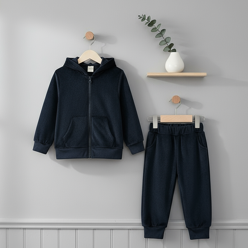 Mini Fashion™ – Blødt og varmt – Joggingdragt Sort / 160 (10–11 år) | Pädagogisches Holzspielzeug von Mein Kleines Baby