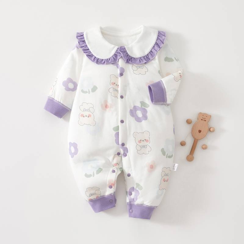 Mini Fashion™ - Comfi&Trendy - Jumpsuit Pyjamas Lila Bär / 73 (6-9 Monate) | Pädagogisches Holzspielzeug von Mein Kleines Baby
