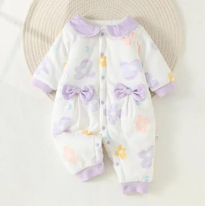 Mini Fashion™ - Comfi&Trendy - Jumpsuit Pyjamas Lila - Schleifen / 80 (9-12 Monate) | Pädagogisches Holzspielzeug von Mein Kleines Baby