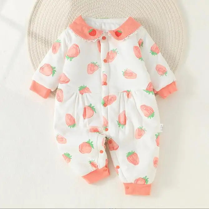 Mini Fashion™ - Comfi&Trendy - Jumpsuit Pyjamas Rosa - Erdbeere / 59 (0-3 Monate) | Pädagogisches Holzspielzeug von Mein Kleines Baby
