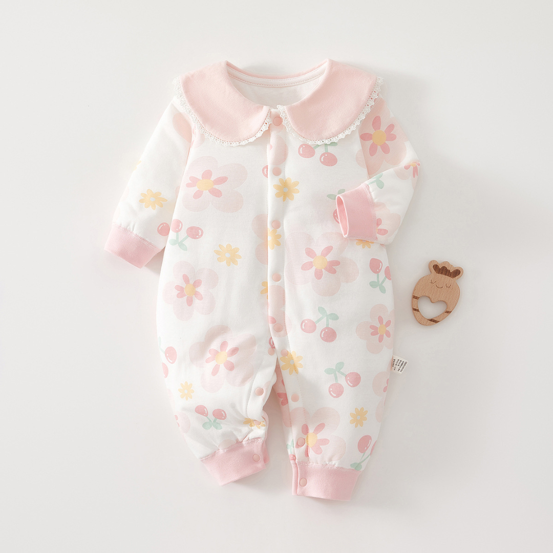 Mini Fashion™ - Comfi&Trendy - Jumpsuit Pyjamas Rosa Pfirsichblüte / 80 (9-12 Monate) | Pädagogisches Holzspielzeug von Mein Kleines Baby