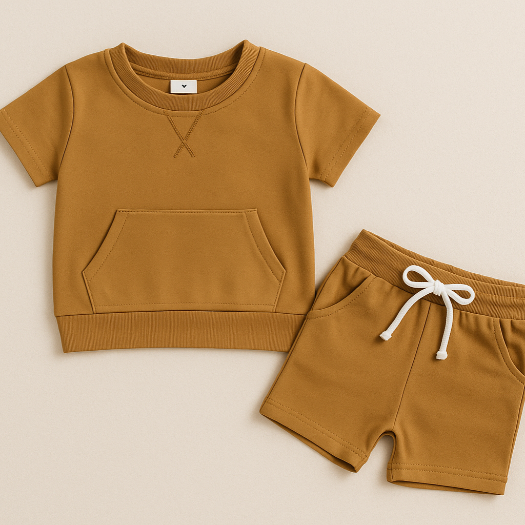 Mini Fashion™ - Cool&Komfortabel - Pouch Kleinkind Set Senf / 92 (1-2 Jahre) | Pädagogisches Holzspielzeug von Mein Kleines Baby