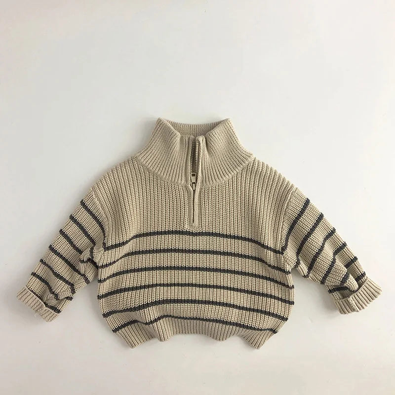 Mini Fashion™ - Einfacher Reißverschluss - Kinder Pullover mit Reißverschluss Beige / 92 (2 Jahr) | Pädagogisches Holzspielzeug von Mein Kleines Baby