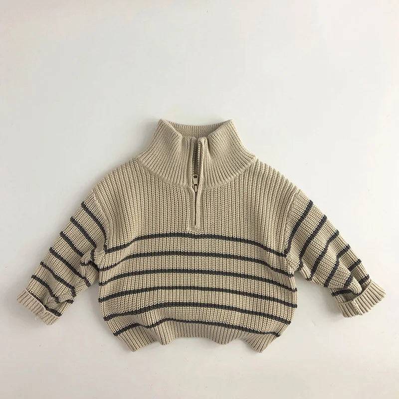 Mini Fashion™ - Einfacher Reißverschluss - Kinder Pullover mit Reißverschluss Beige / 92 (2 Jahr) | Pädagogisches Holzspielzeug von Mein Kleines Baby
