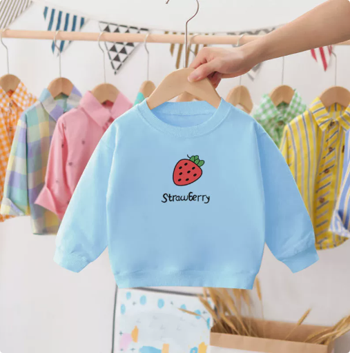 Mini Fashion™ - Erdbeer-Pullover Erdbeere - Hellblau / 100 (3 Jahr) | Pädagogisches Holzspielzeug von Mein Kleines Baby
