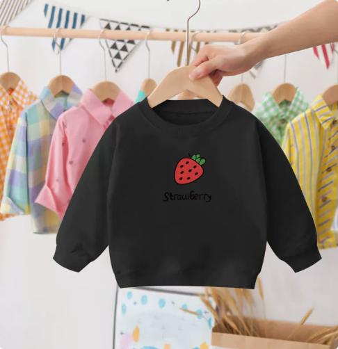 Mini Fashion™ - Erdbeer-Pullover Erdbeere - Schwarz / 100 (3 Jahr) | Pädagogisches Holzspielzeug von Mein Kleines Baby