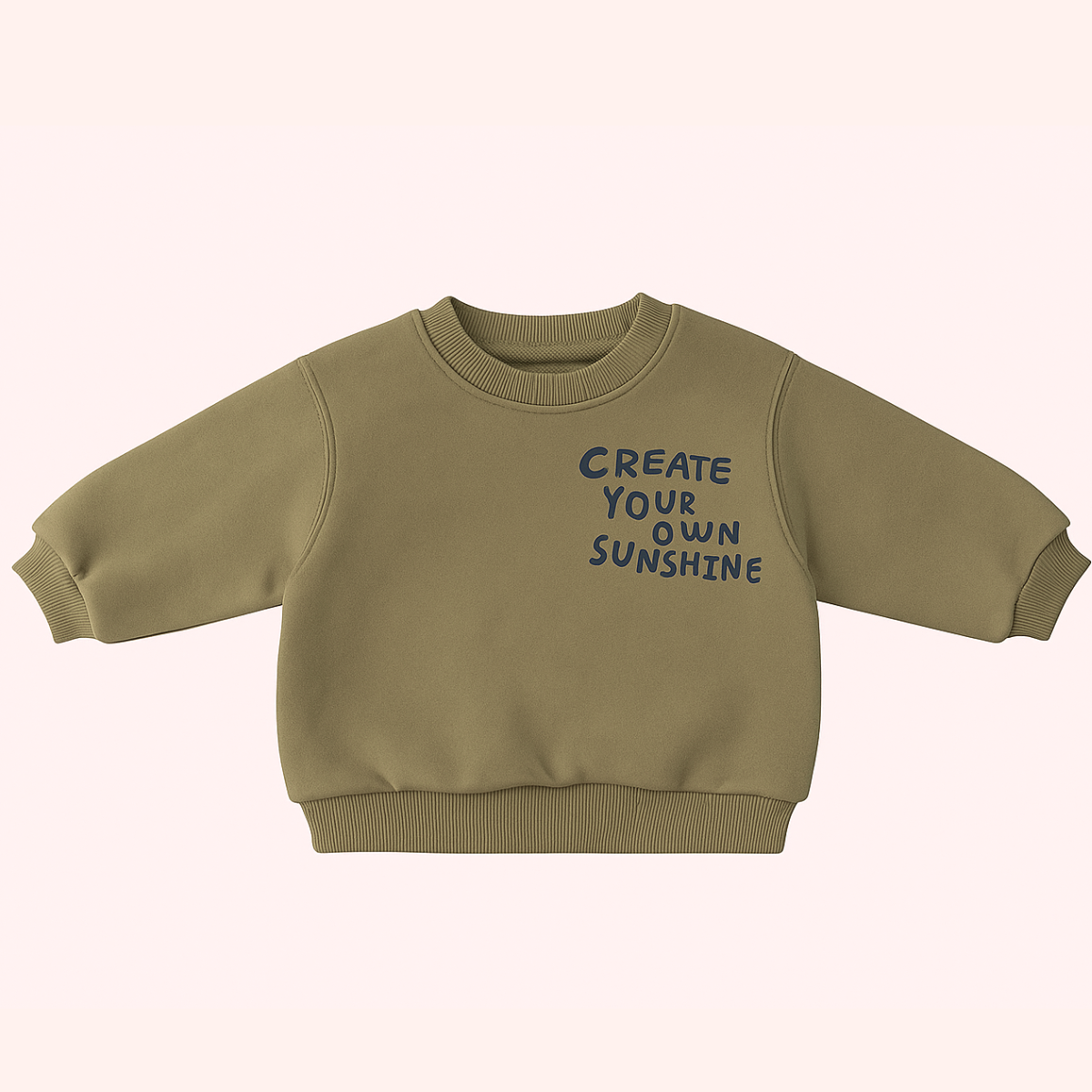 Mini Fashion™ -"Erschaffe deinen eigenen Sonnenschein"- Pullover Olivenglut / 130 (6-7 Jahre) | Pädagogisches Holzspielzeug von Mein Kleines Baby